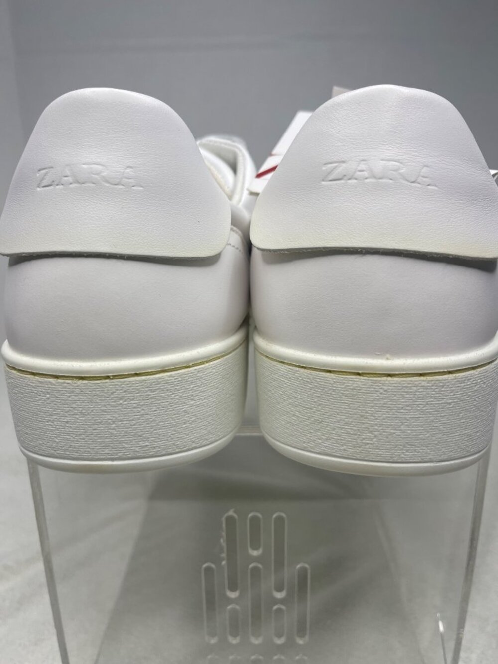 NWT Zara White Leather Lace-Up Sneakers Low-Top Casual Women 41/US 10 Comfort - Picture 4 of 10
